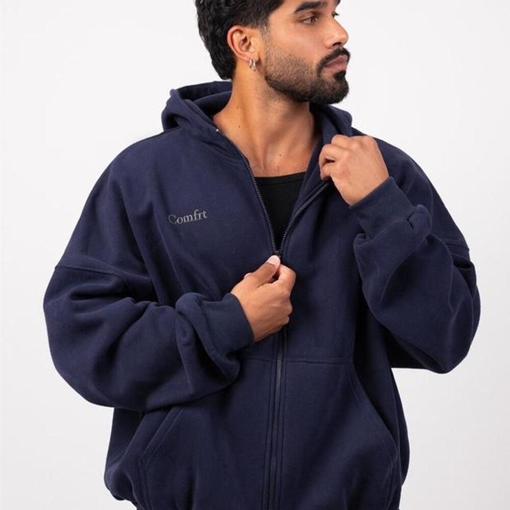 Comfrt Women's Blue and Grey Hoodie